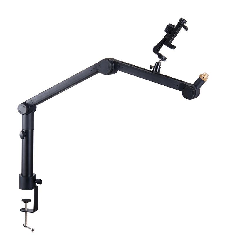 Headphone Stand Desk - Desk-Mounted Microphone Arm, Flexible 360° Rotation,