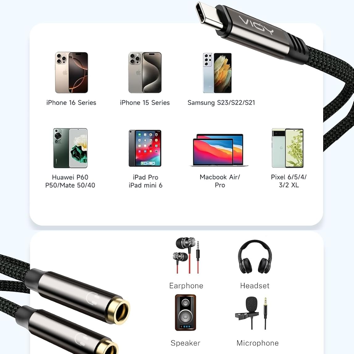 USB C To Dual 3.5mm Female Hea – обзор и цена Audio Splitter Y